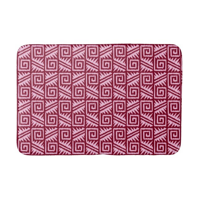 Ikat Aztec Tribal - Burgundy and Pink Bathroom Mat (Front)
