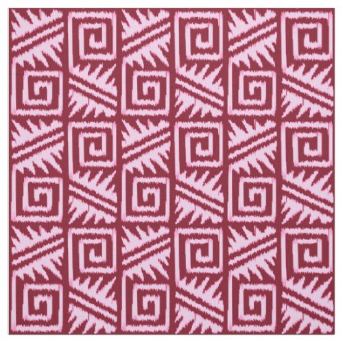 Ikat Aztec Tribal _ Burgundy and Pink Fabric