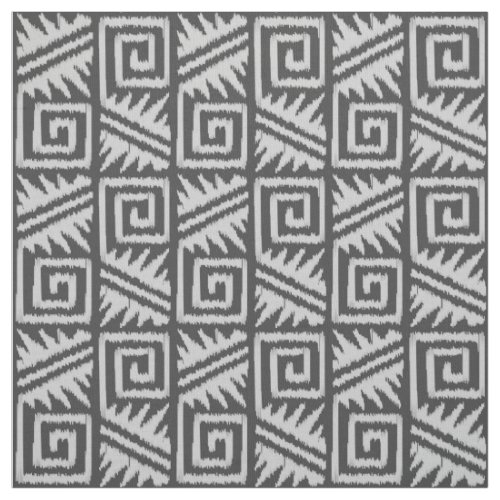 Ikat Aztec Tribal _ Charcoal and Silver Grey Fabric