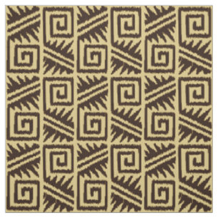 Ikat Aztec Tribal - Chocolate Brown and Tan Fabric