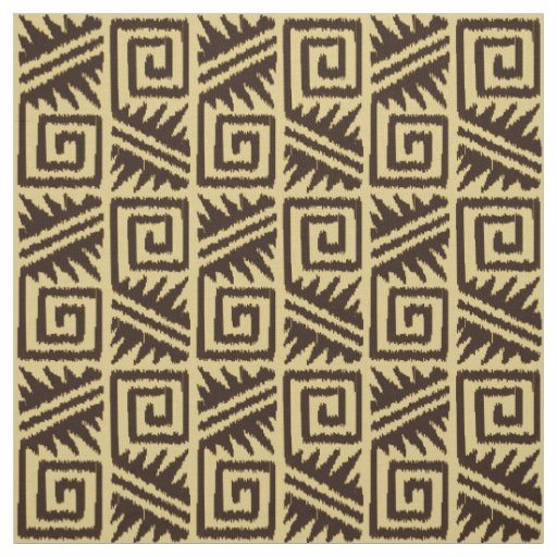Ikat Aztec Tribal - Chocolate Brown and Tan Fabric