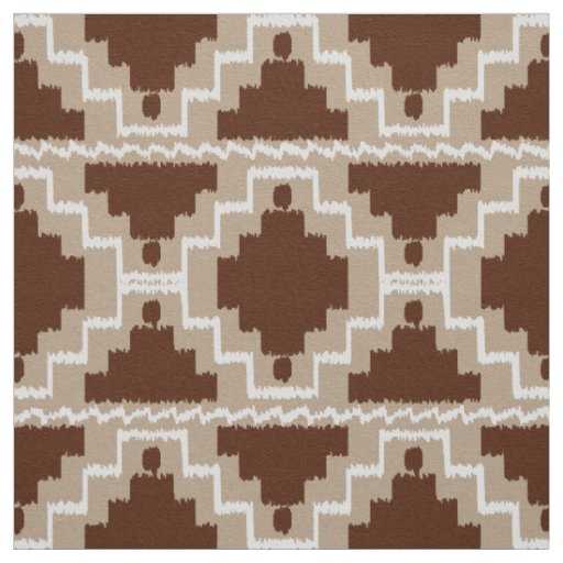 Ikat Aztec Tribal - Chocolate Brown and Taupe Fabric