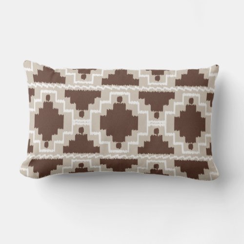 Ikat Aztec Tribal _ Chocolate Brown and Taupe Lumbar Pillow