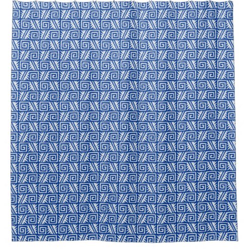 Ikat Aztec Tribal _ Cobalt Blue and White Shower Curtain