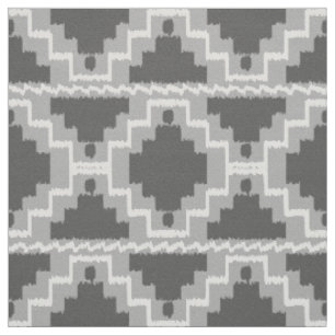 Ikat Aztec Tribal - Dark and light Grey / Gray Fabric