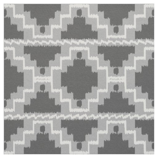 Ikat Aztec Tribal - Dark and light Grey / Gray Fabric
