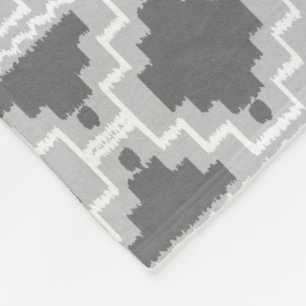 Ikat Aztec Tribal - Dark and light Grey / Gray Fleece Blanket