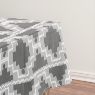 Ikat Aztec Tribal - Dark and light Grey / Gray Tablecloth