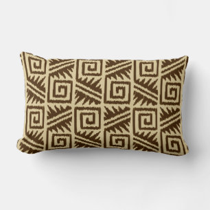 Ikat Aztec Tribal - Dark Brown and Tan Lumbar Pillow