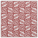 Ikat Aztec Tribal - Dark Chinese Red and White Fabric