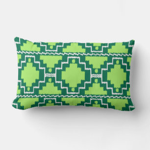Ikat Aztec Tribal - Forest and Lime Green Lumbar Pillow