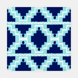 Ikat Aztec Tribal IIndigo and Light Blue Coaster Set
