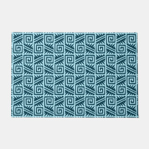 Ikat Aztec Tribal - Indigo and Light Blue Doormat