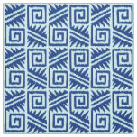 Ikat Aztec Tribal - Indigo and Light Blue Fabric
