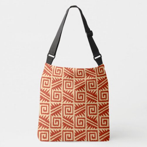 Ikat Aztec Tribal _ Mandarin and Light Orange Crossbody Bag