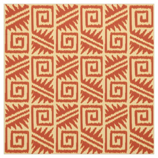 Ikat Aztec Tribal - Mandarin and Light Orange Fabric