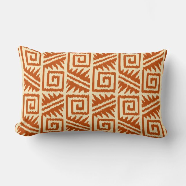 Ikat Aztec Tribal - Mandarin and Light Orange Lumbar Pillow (Front)