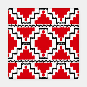 Ikat Aztec Tribal, Red, Black and White Coaster Set