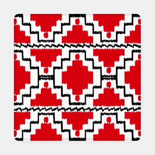 Ikat Aztec Tribal Red Black and White Coaster Set