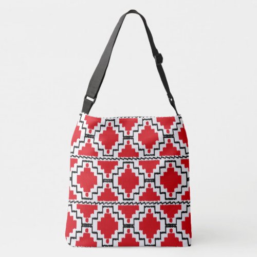 Ikat Aztec Tribal _ Red Black and White Crossbody Bag