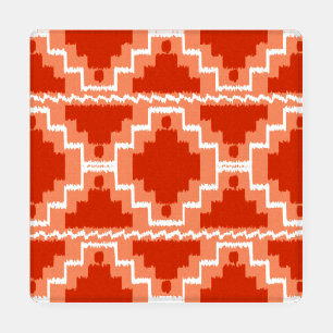 Ikat Aztec Tribal Rust, Orange and White Coaster Set