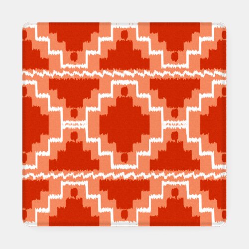 Ikat Aztec Tribal Rust Orange and White Coaster Set