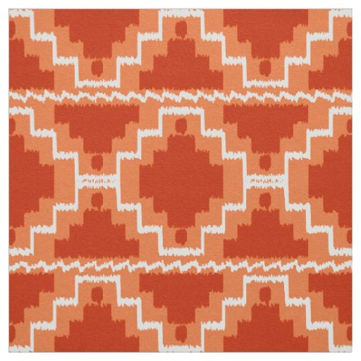 Ikat Aztec Tribal - Rust, Orange and white Fabric