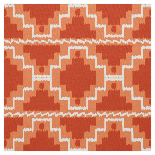 Ikat Aztec Tribal - Rust, Orange and white Fabric (Swatch)