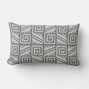 Ikat Aztec Tribal - Shades of Grey / Gray Lumbar Pillow