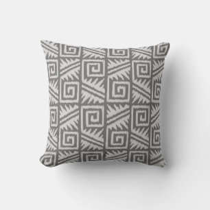 Ikat Aztec Tribal - Shades of Grey / Gray Throw Pillow