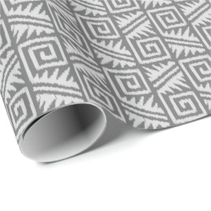 Ikat Aztec Tribal - Shades of Grey / Gray Wrapping Paper