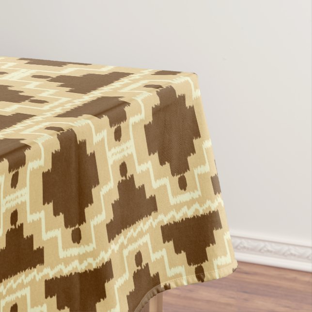 Ikat Aztec Tribal - Tan, brown and cream Tablecloth (In Situ)