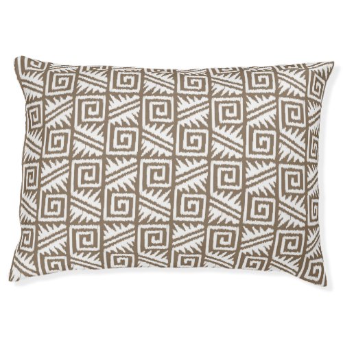 Ikat Aztec Tribal _ Taupe Tan and White Pet Bed