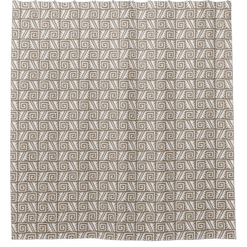 Ikat Aztec Tribal _ Taupe Tan and White Shower Curtain