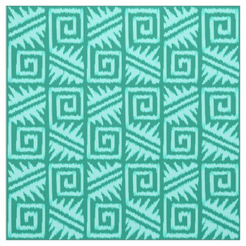 Ikat Aztec Tribal _ Turquoise and Aqua Fabric