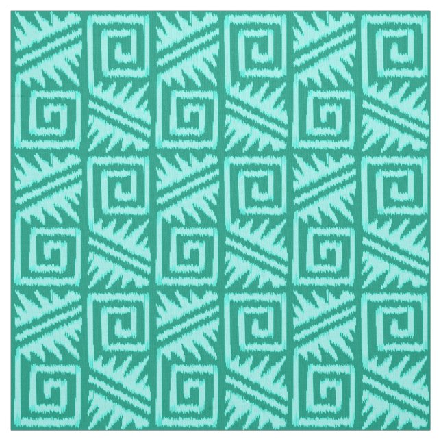 Ikat Aztec Tribal - Turquoise and Aqua Fabric (Swatch)