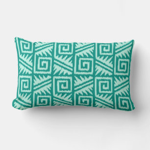 Ikat Aztec Tribal - Turquoise and Aqua Lumbar Pillow