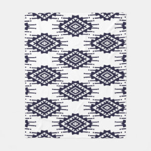 Ikat Boho Aztec Textile Motif Fleece Blanket