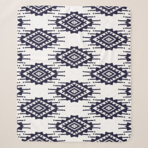 Ikat Boho Aztec Textile Motif Sherpa Blanket