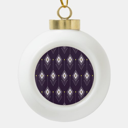Ikat Chandelier Pattern Vintage Textile Design Ceramic Ball Christmas Ornament