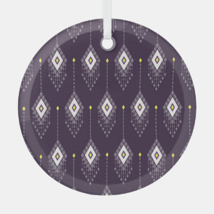 Ikat Chandelier Pattern: Vintage Textile Design Glass Ornament