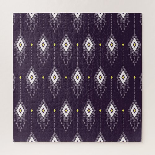 Ikat Chandelier Pattern Vintage Textile Design Jigsaw Puzzle