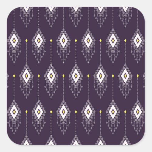 Ikat Chandelier Pattern Vintage Textile Design Square Sticker