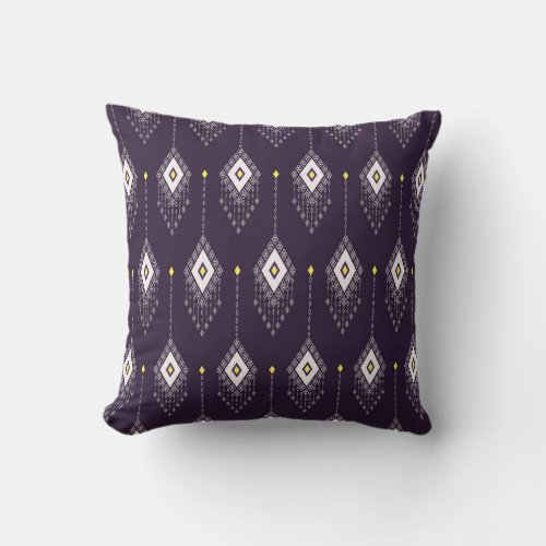 Ikat Chandelier Pattern Vintage Textile Design Throw Pillow