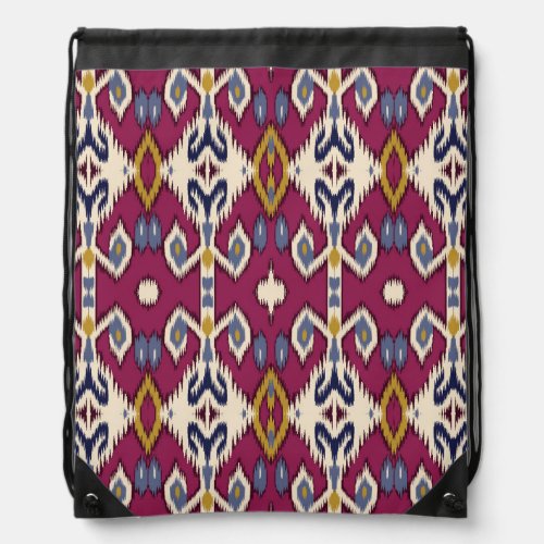 Ikat Chevron Ethnic Elegance Drawstring Bag