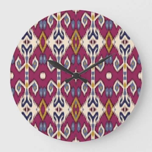 Ikat Chevron Ethnic Elegance Large Clock