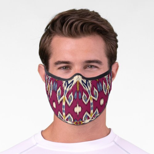 Ikat Chevron Ethnic Elegance Premium Face Mask