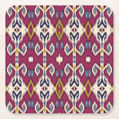Ikat Chevron Ethnic Elegance Square Paper Coaster