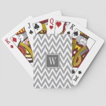 Ikat Chevron Gray Monogram Playing Cards