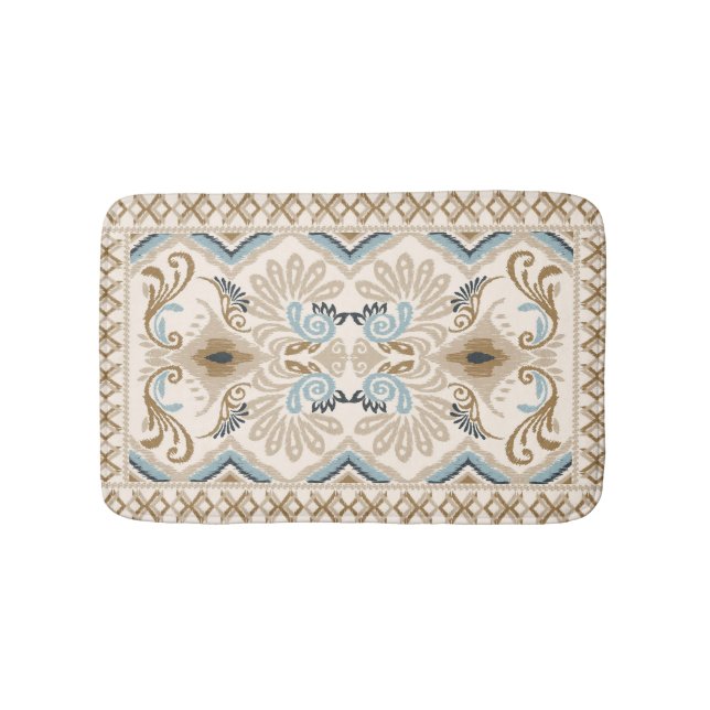 Ikat Chevron Paisley  Bath Mat (Front)